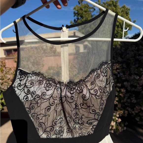 Chi Chi London black & ivory mini dress with tulle - Picture 3 of 6